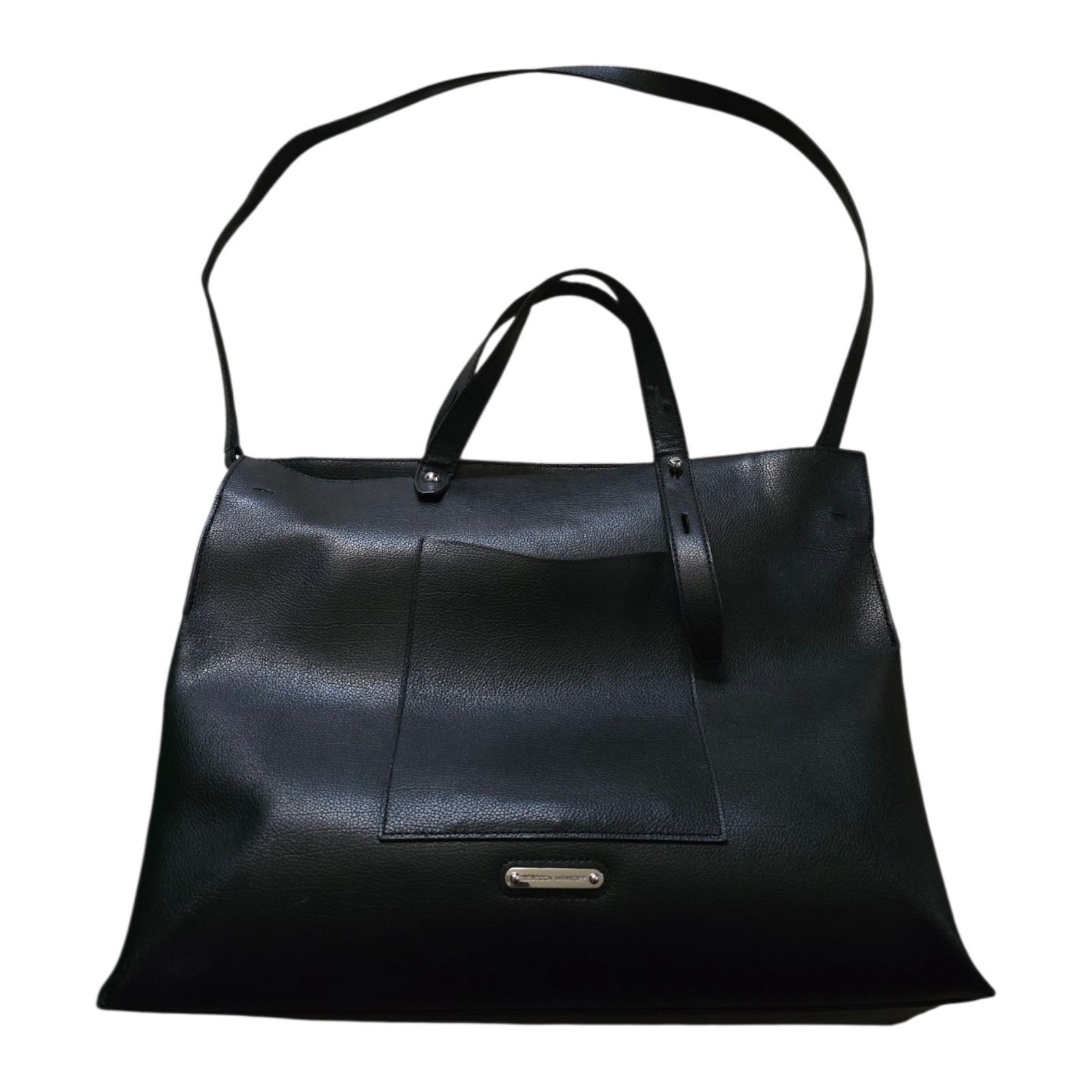 Rebecca Minkoff Stella Square Leather Tote Large Black Handbag